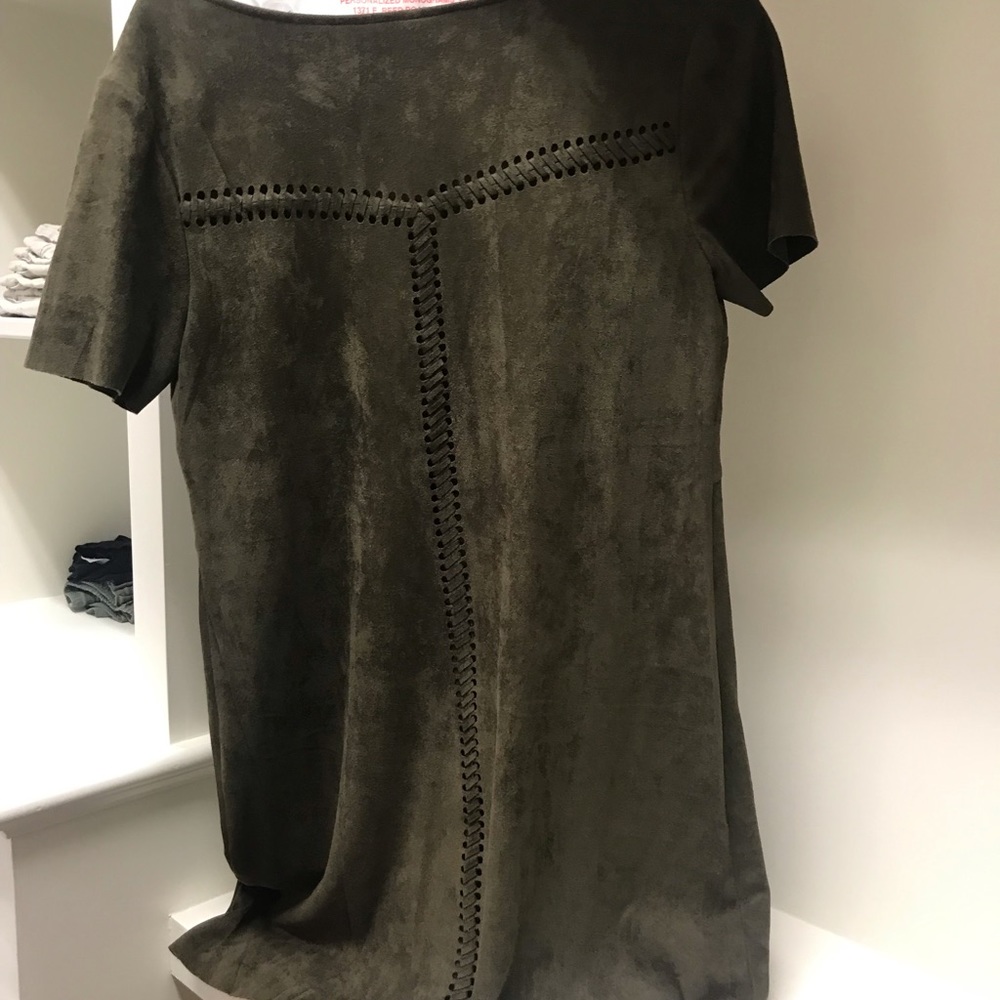 Dark green textured shift dress